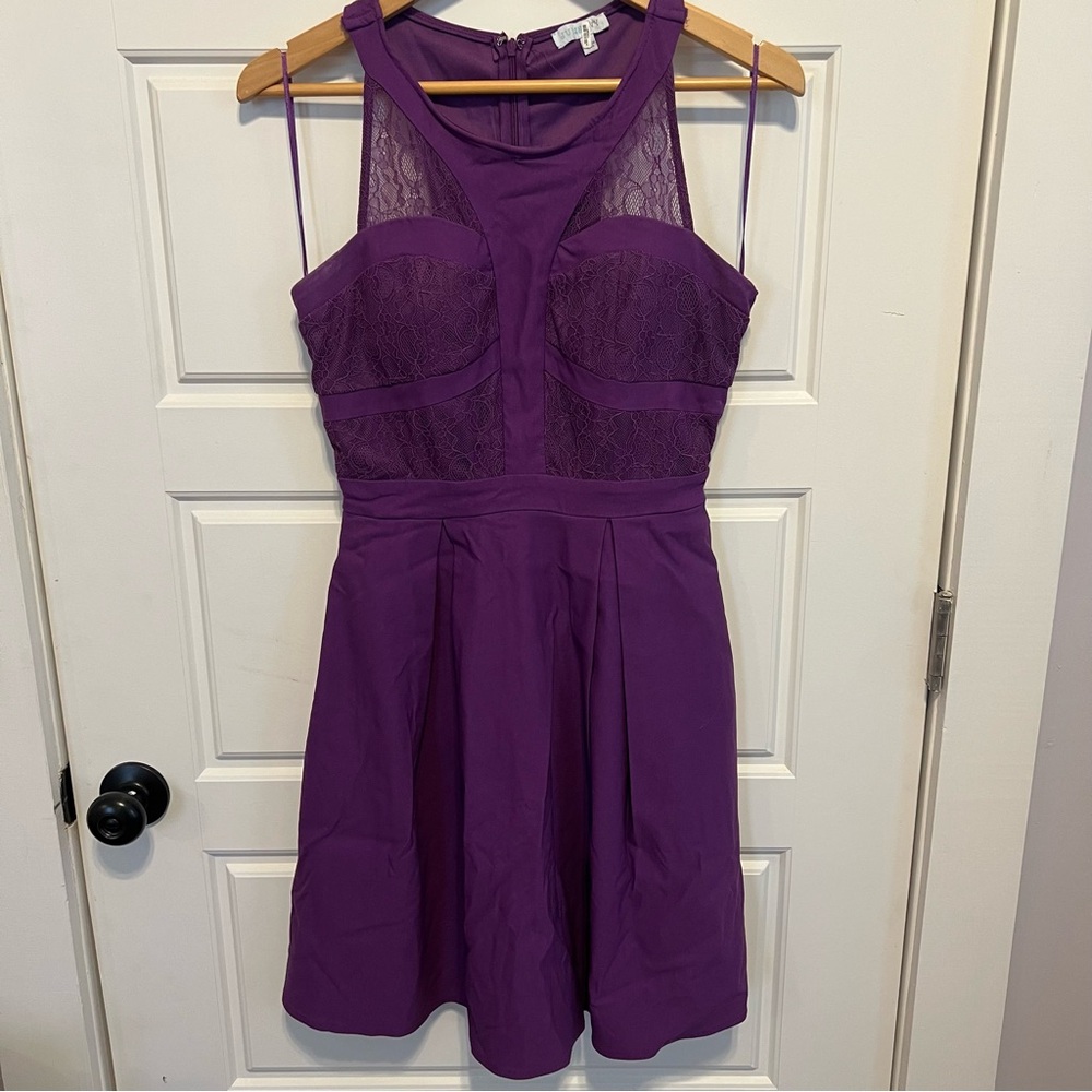Purple SkaterDress with Lace Detail